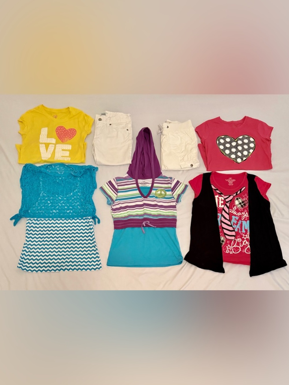 Set of 7 Girls Clothing~ 2 Crop pants & 5 Shirts~ Size 10-12